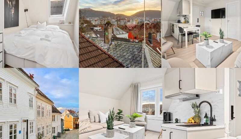 View to Bryggen – Renovated dec 24 – Historic cobblestone street