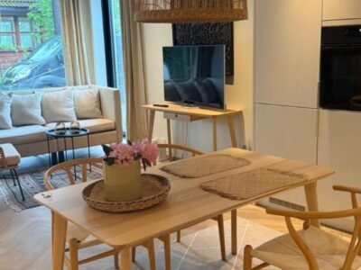 Beachfront apartment with private swimming dock