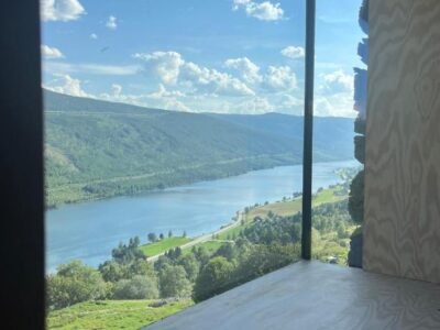 Architect designed sleeping box in barn