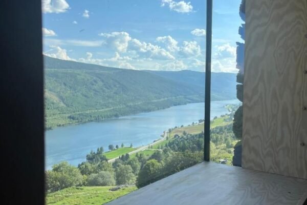 Architect designed sleeping box in barn